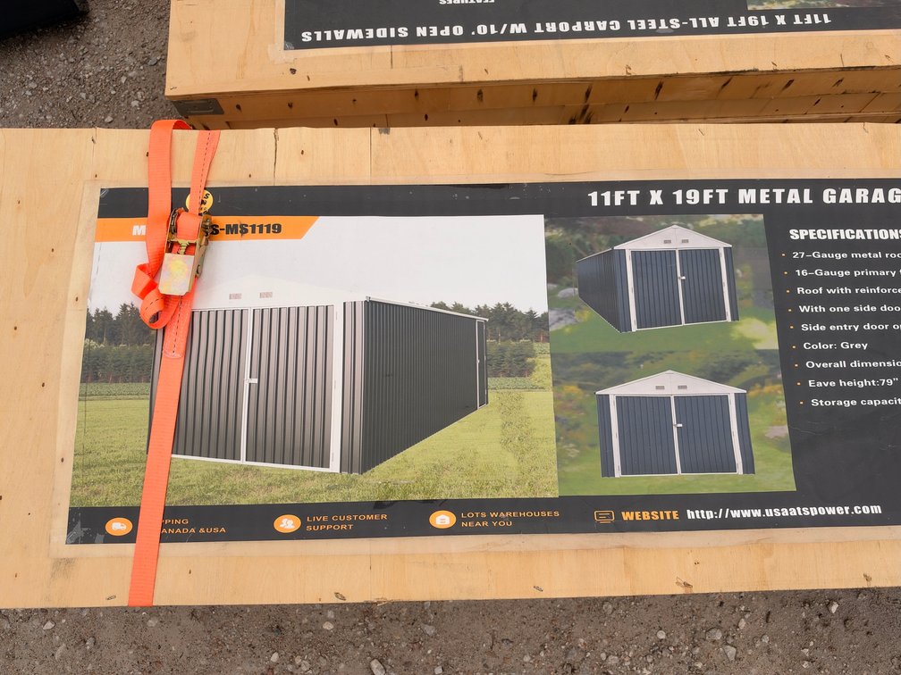 ATS Power ATS-MS1119 11 ft. x 19 ft. Metal Garage Shed with Double Front Doors