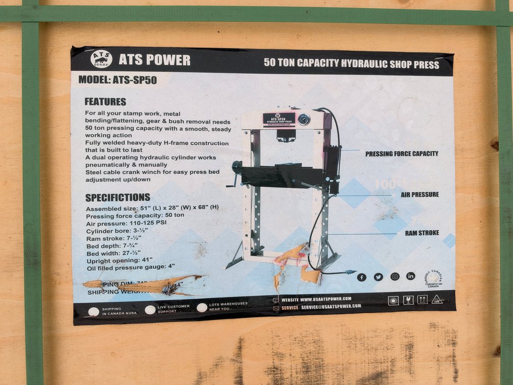 ATS Power ATS-SP50 50 Ton Hydraulic Shop Press