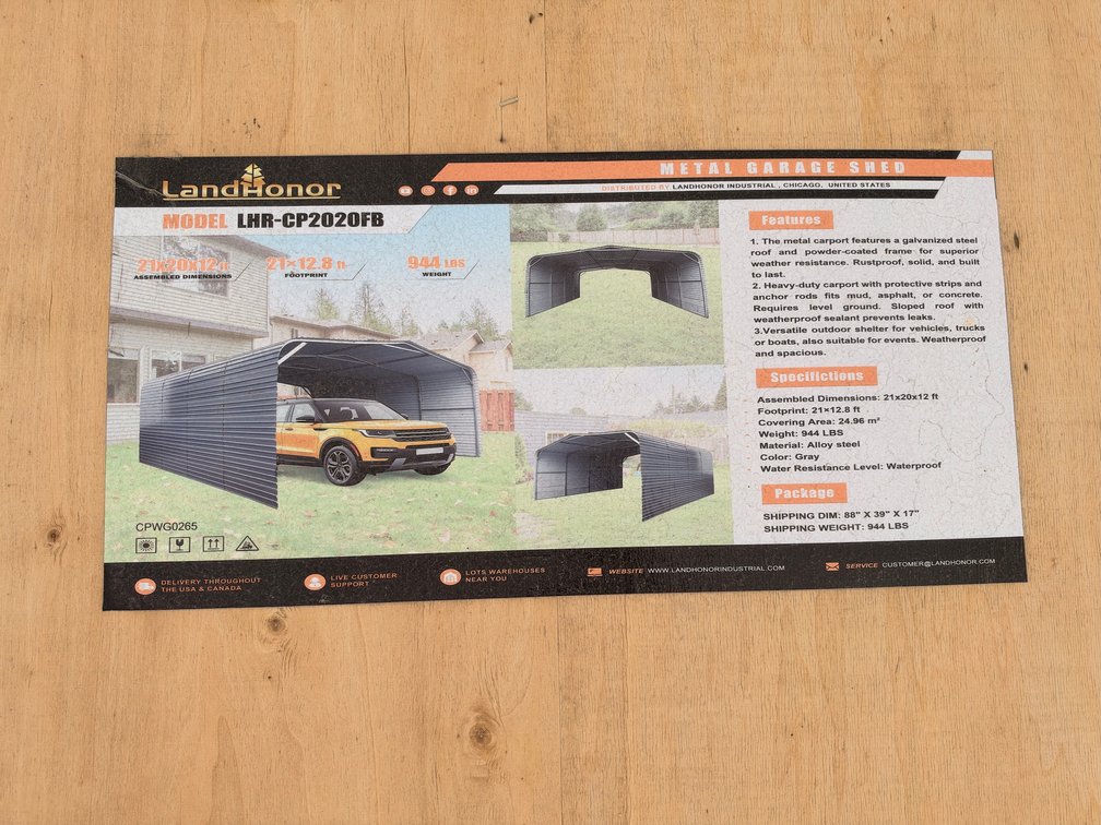 LandHonor LHR-CP2020FB Metal Carport
