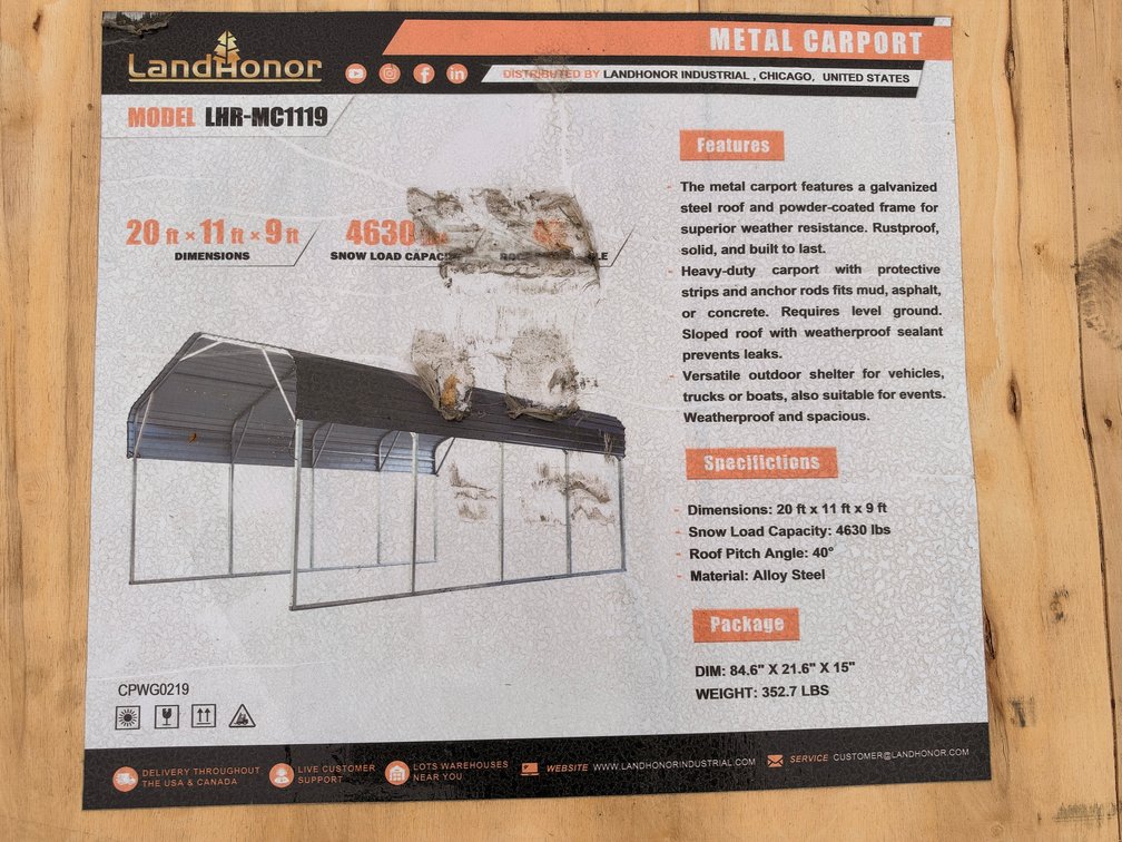 LandHonor LHR-MC1119 Metal Carport