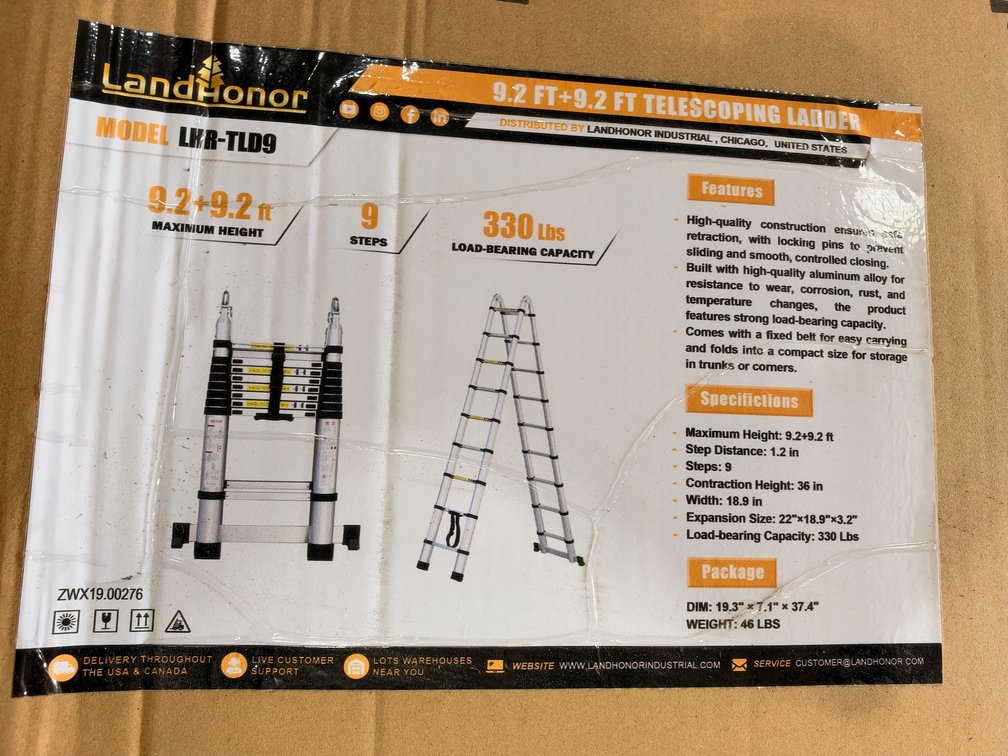 LandHonor 9.2 FT + 9.2 FT Telescoping Ladder