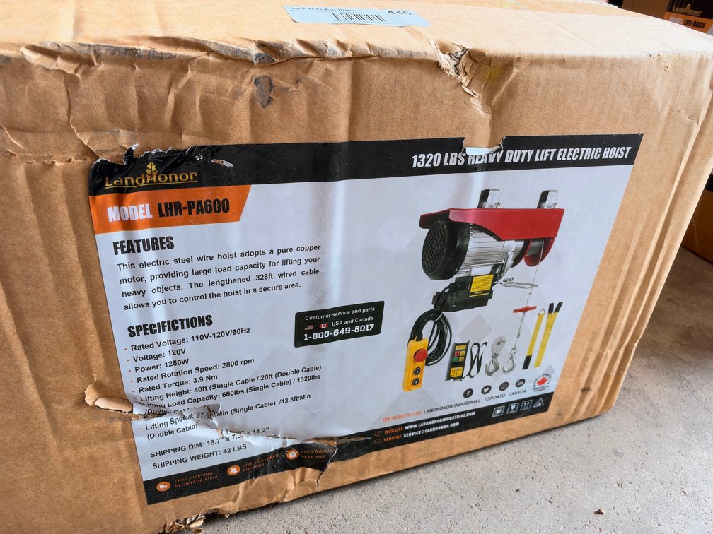 LandHonor LHR-PA600 1320 lb. Heavy Duty Electric Hoist