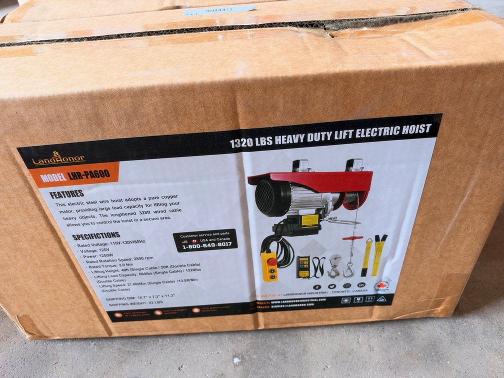 LandHonor LHR-PA600 1320 lb. Heavy Duty Electric Hoist