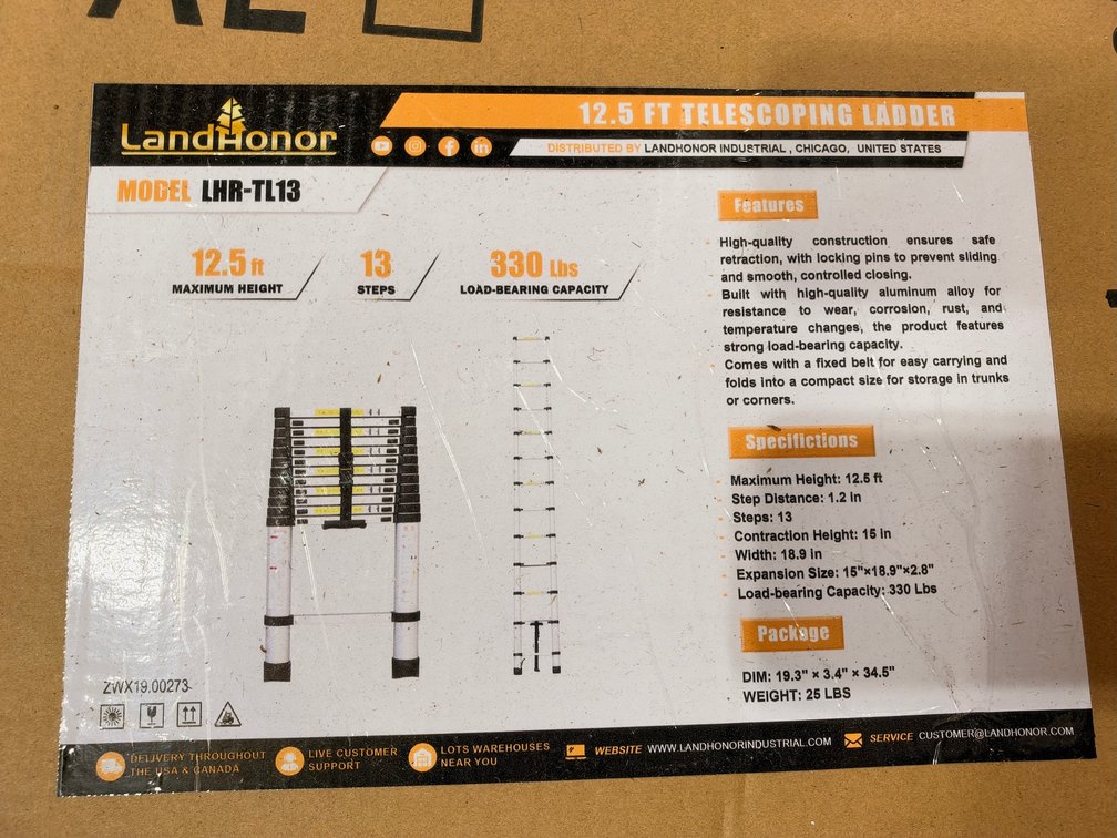 LandHonor LHR-TL13 12.5 ft. Telescoping Ladder