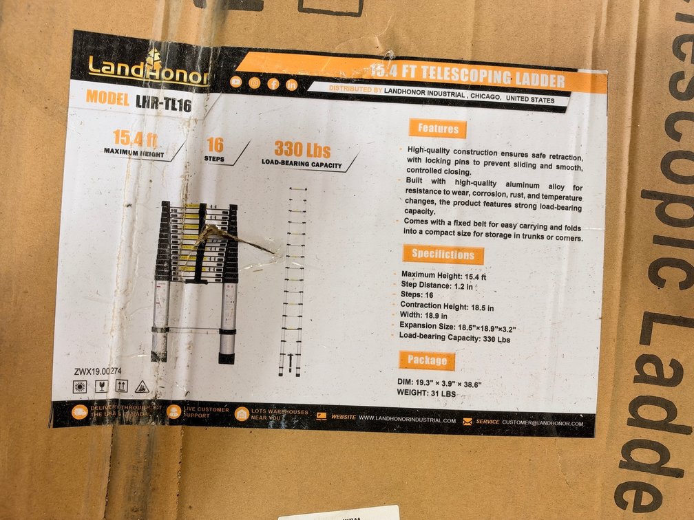 LandHonor LHR-TL16 15.4 ft. Telescoping Ladder
