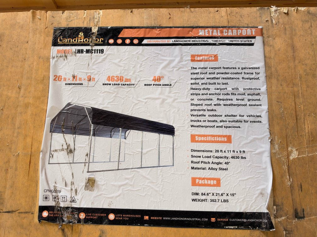 LandHonor LHR-MC1119 20 ft. x 11 ft. Metal Carport