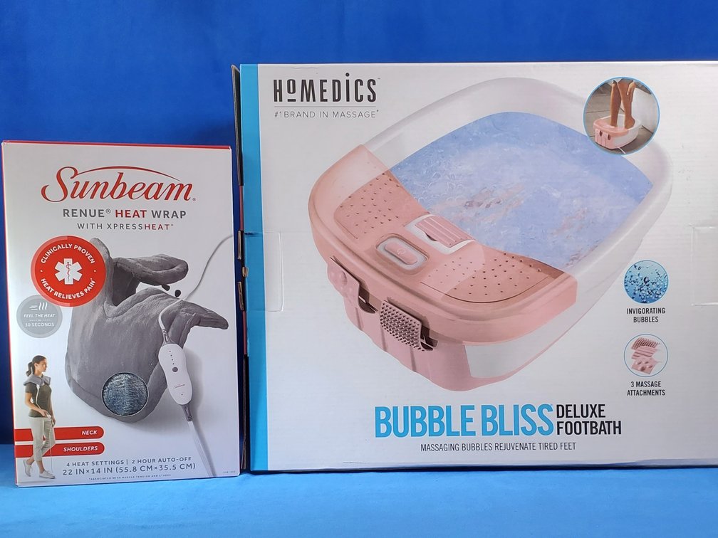 Homedics Bubblebliss Deluxe Footbath & Sunbeam Renue Heat Wrap