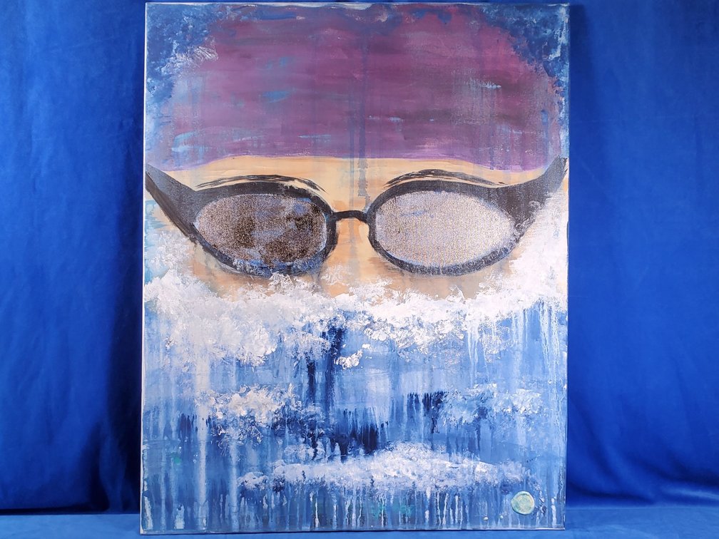 "The Swimmer" Acrylic Painting on Canvas by Joy Snead (LPO)