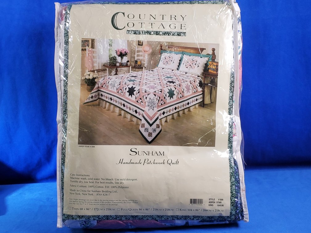 King Size Sunham Handmade Patchwork Quilt & (2) Standard Pillow Shams