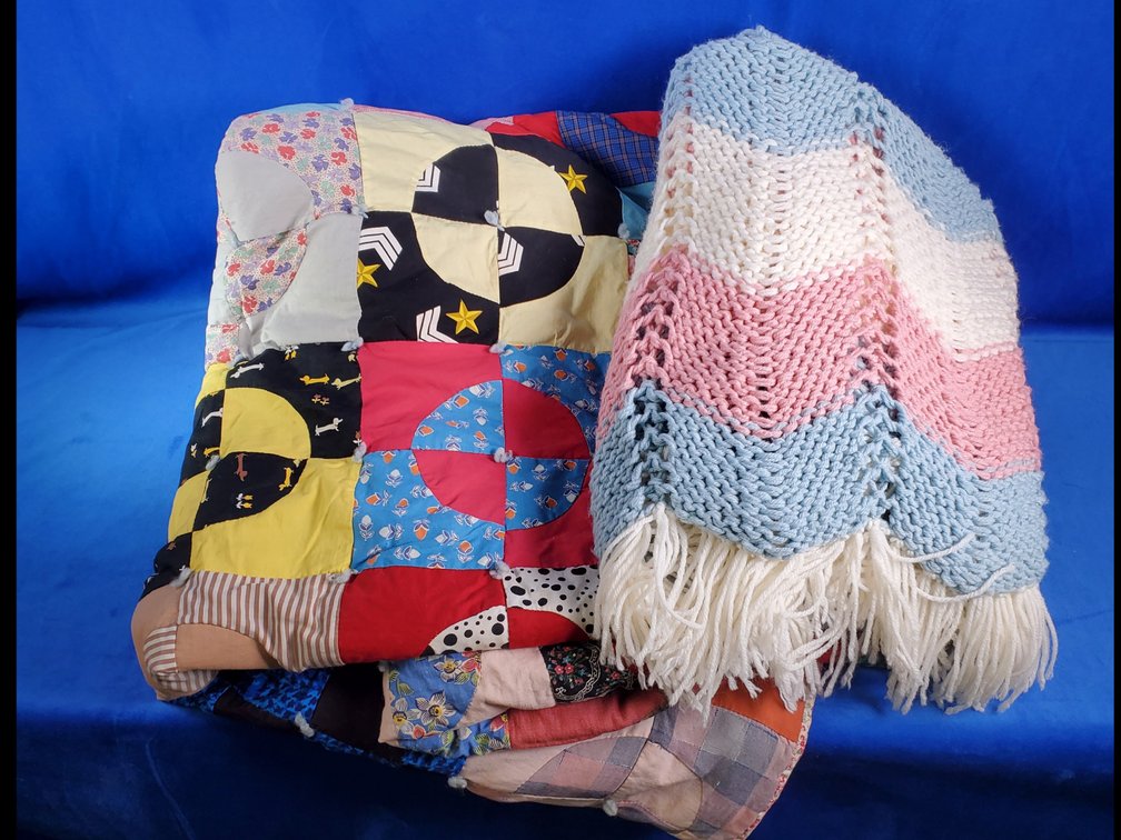 Full Size Quilt (75 years old) & Hand Made Afghan