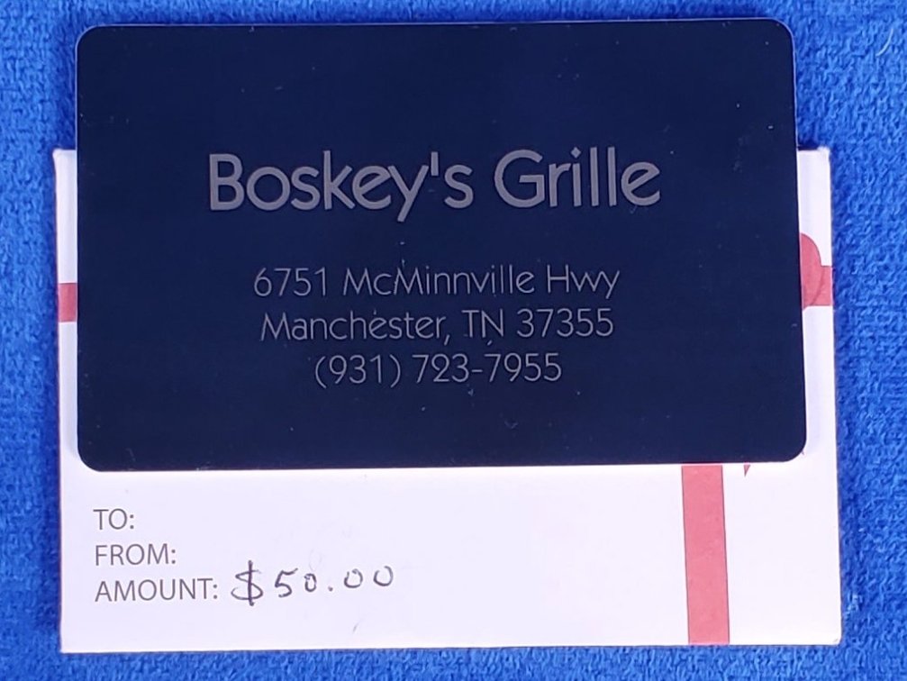 $50.00 Gift Card for Boskey's Grille (LPO)