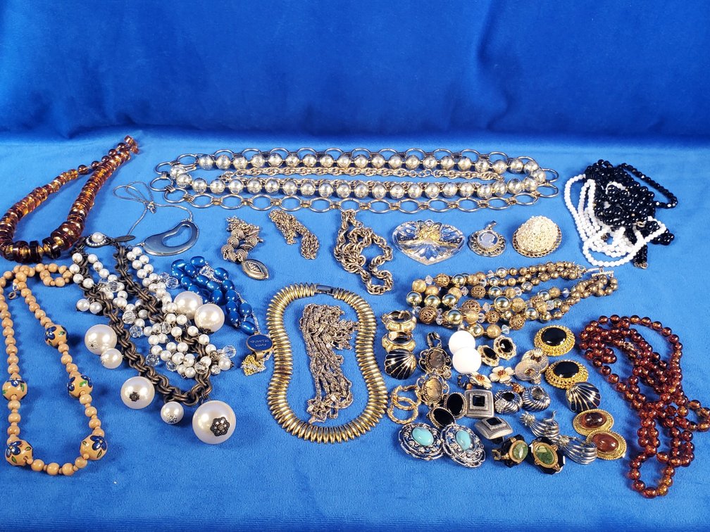 Assorted Costume Jewelry Including (16) Pair Clip on Earrings, Pendants, Necklaces & More