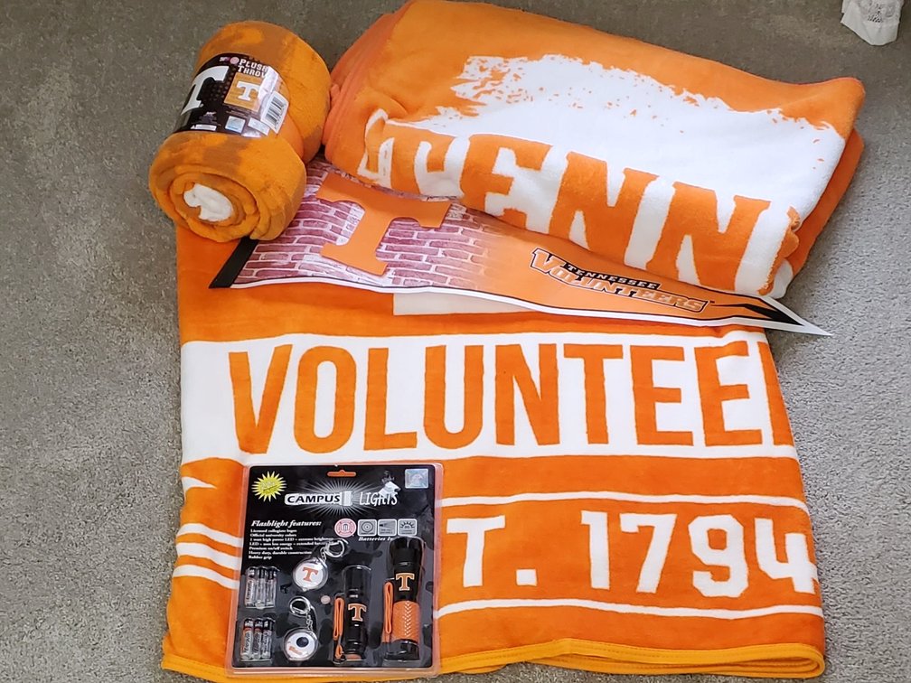 (3) Tennessee Vols Throws, Flashlight Set, Pennant