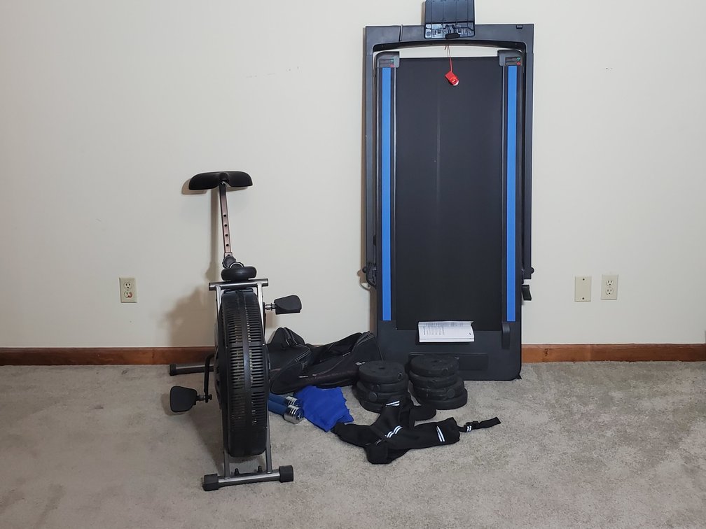 Stamina Exercise Bike, Gorepore Treadmill (26" W x 60" L), Weights and More (LPO)