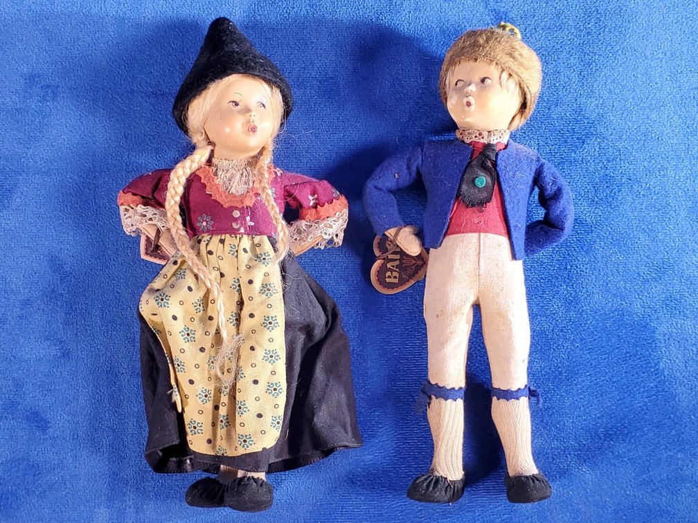 Vintage Pair of BITZ Whistling Dolls 
