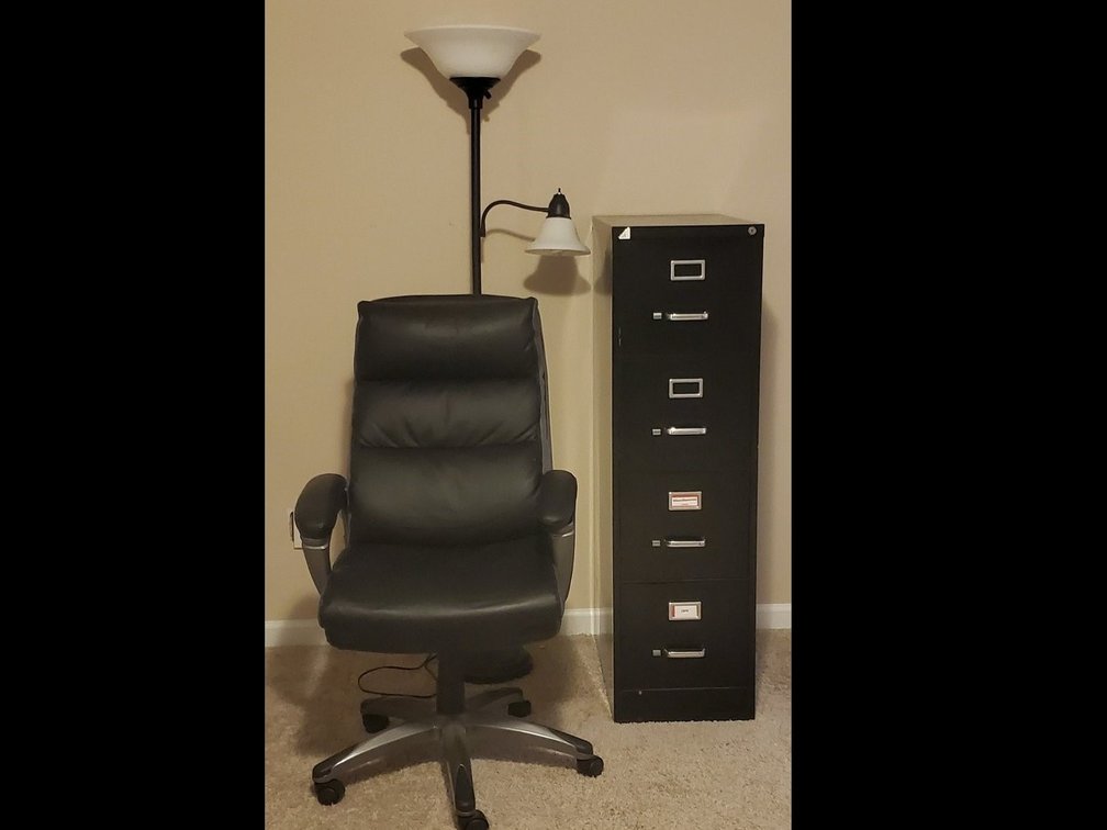 4-Drawer File Cabinet, Torchier Lamp & Adjustable Office Chair (LPO)