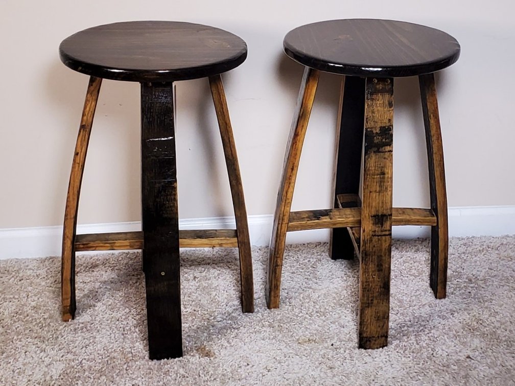 (2) Barrel Stave Bar Stools (LPO)