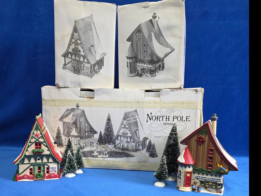 Department 56 "Start a Tradition Set," Includes "Candy Cane & Peppermint Shop" & Gift Wrap & Ribbons"