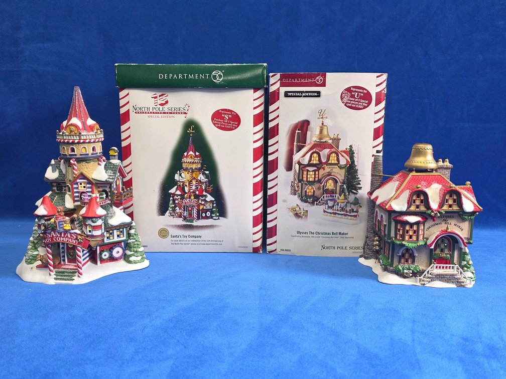 Department 56 "Santa's Toy Company" & "Ulysses The Christmas Bell Maker"