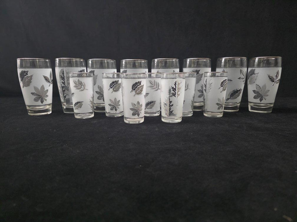 8-Piece Set of Libby Frosted Silver Leaf Tumblers & (7) Juice Glasses (LPO)