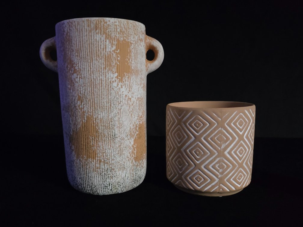 (2) Terracotta Vases