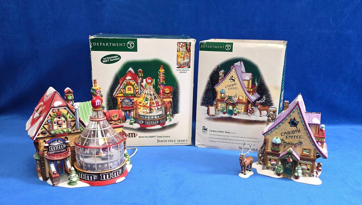 Department 56 "M&M Candy Factory" & "Caribou Coffee Shop"