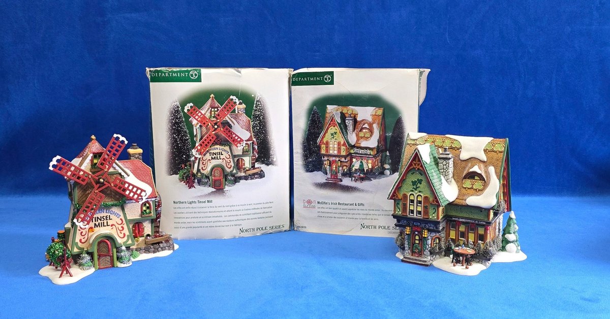 Department 56 "McElfins Irish Restaurant" & "Northern Lights Tinsel Mill"