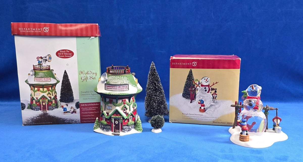 Department 56 "Naughty or Nice Detective Agency" & "Kringle Street Snowman"