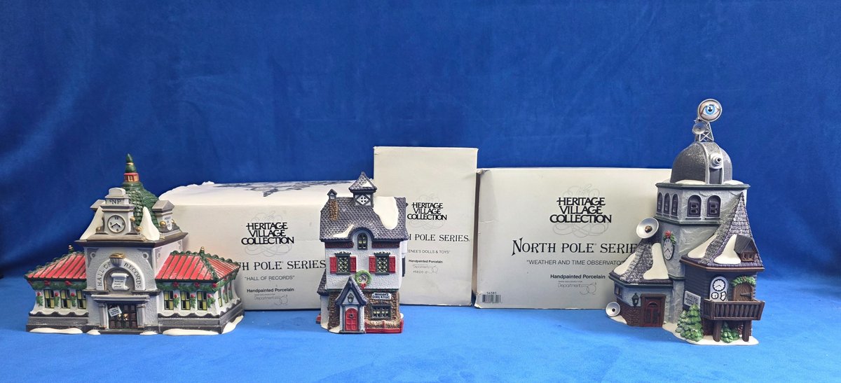Department 56 "Hall of Records", "Neenee's Dolls & Toys" & "Weather and Time Observatory"