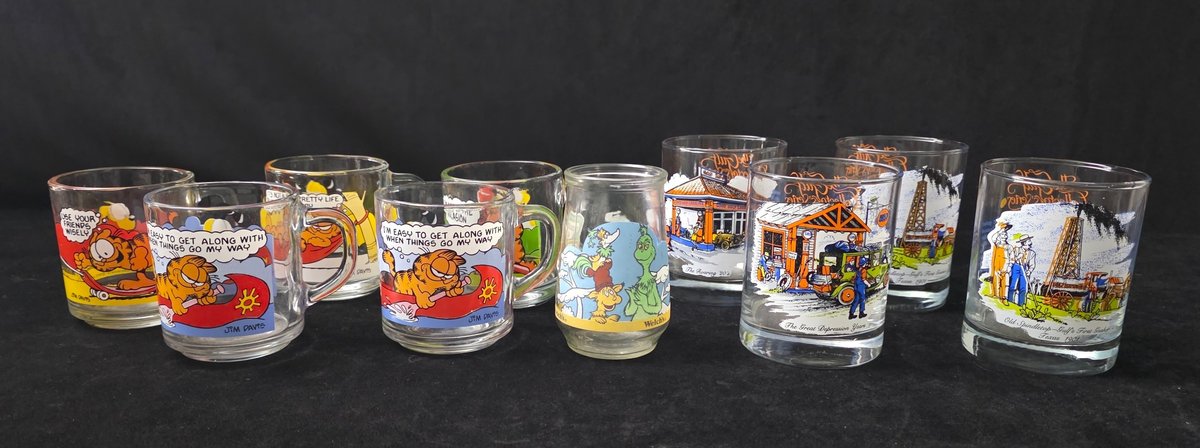 (5) Vintage Garfield Coffee Cups & (4) Gulf Oil Collectors Glasses & More (LPO)