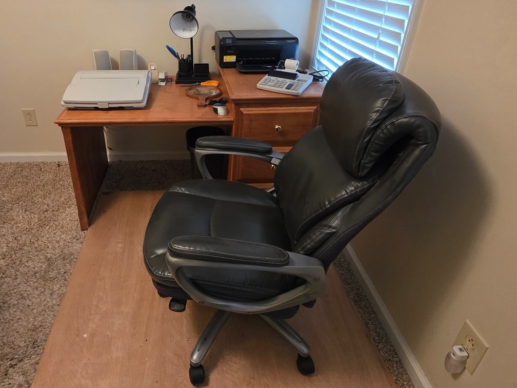 Wood Desk, Adjustable Office Chair, Printer & More (LPO)