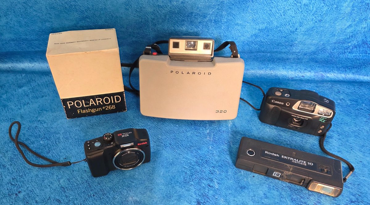 Vintage Polaroid 320 Camera, Polaroid Flashgun, Cannon 35mm & More