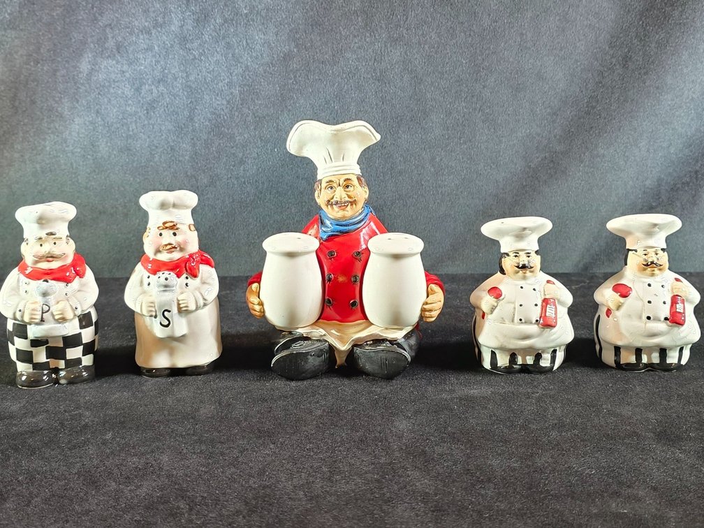 (3) Sets of Chef Motif Salt & Pepper Shakers