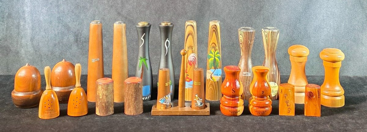 (11) Sets of Wood Salt & Pepper Shakers