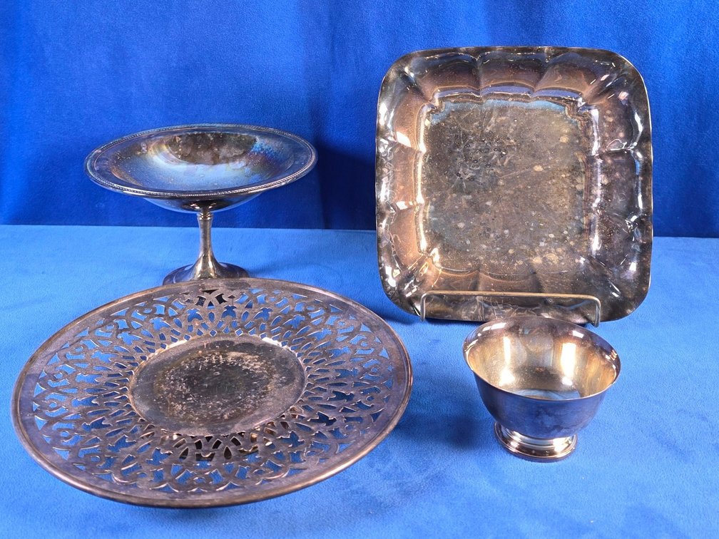 Reed & Barton Silver Plated Square Scalloped Bowl & More