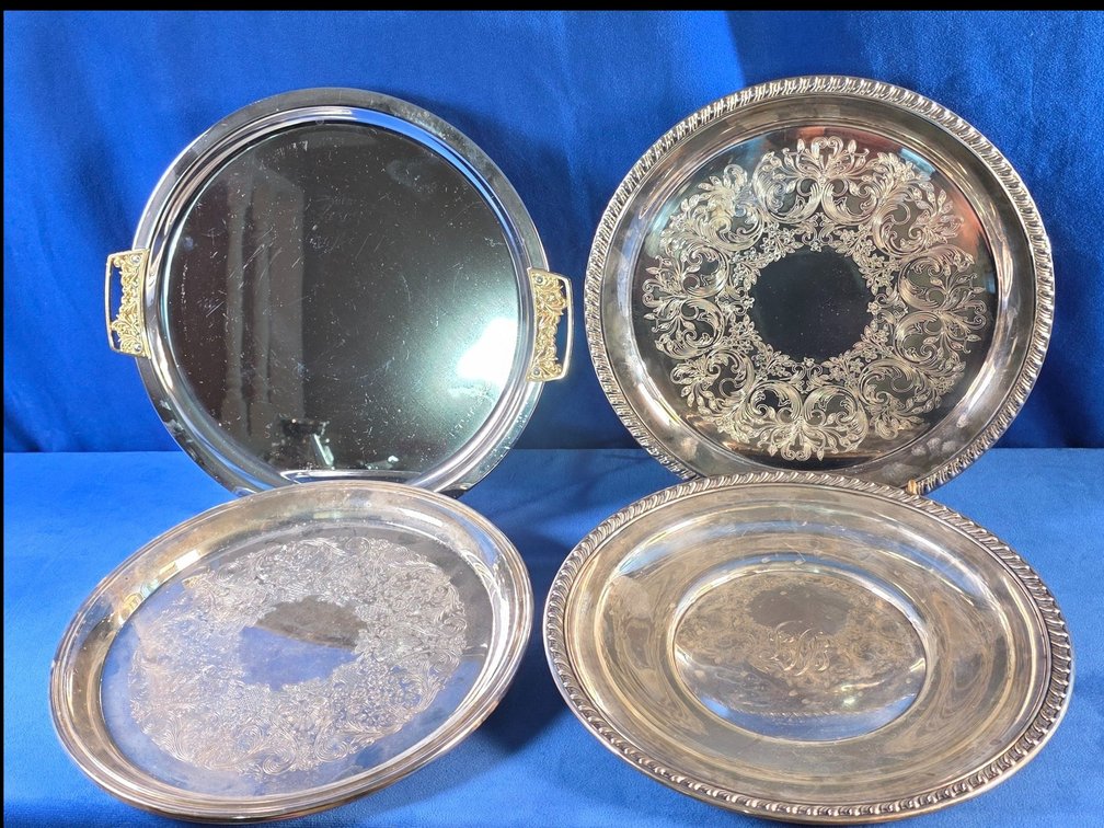 (4) Silver Plated Serving Trays