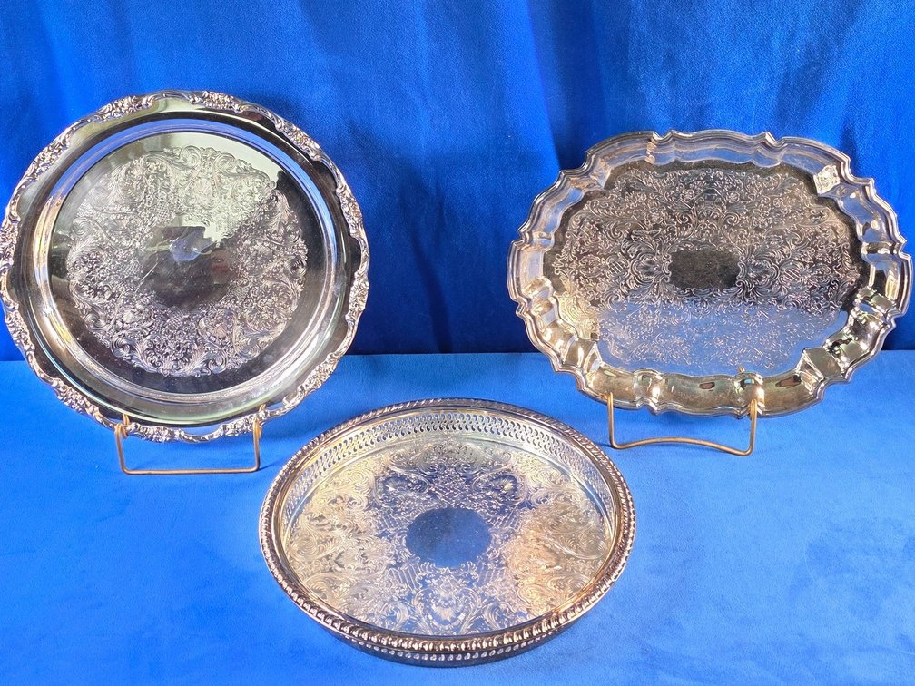 (3) Silver Plate Serving Trays