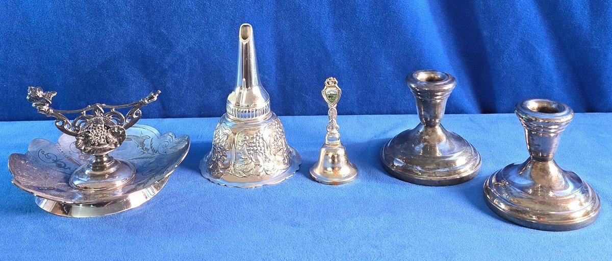 Silver Plate Tray, Funnel & More