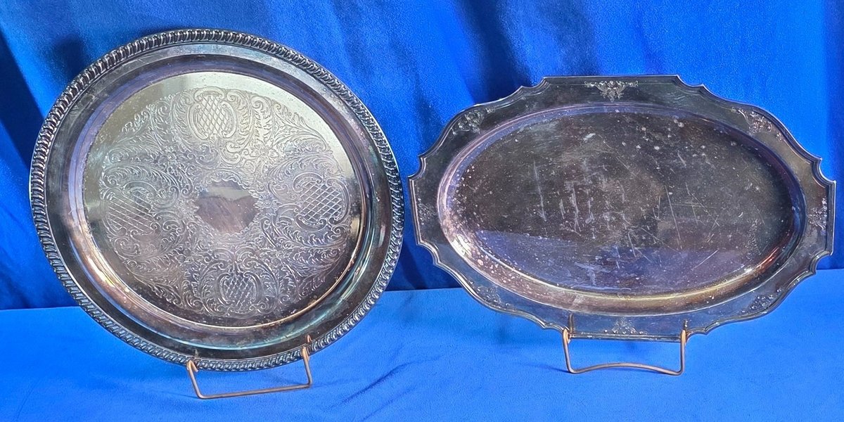 (2) Silver Plate Serving Trays