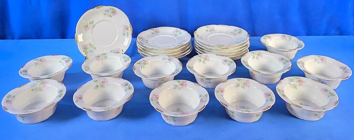 (12) C. Ahrenfeld Limoge French China Bowls & Saucers