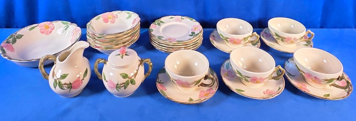 (24) Pieces of Franciscan Dessert Rose Earthenware