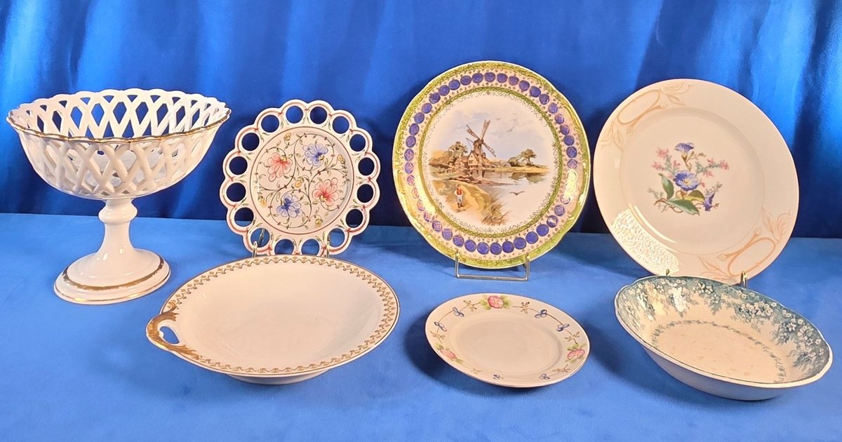 (7) Assorted Vintage Compote, Plates & Bowls