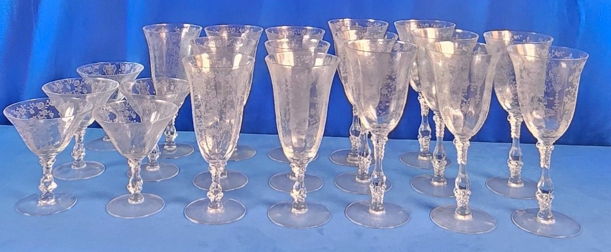 (20) Vintage Cambridge Rose Stemware