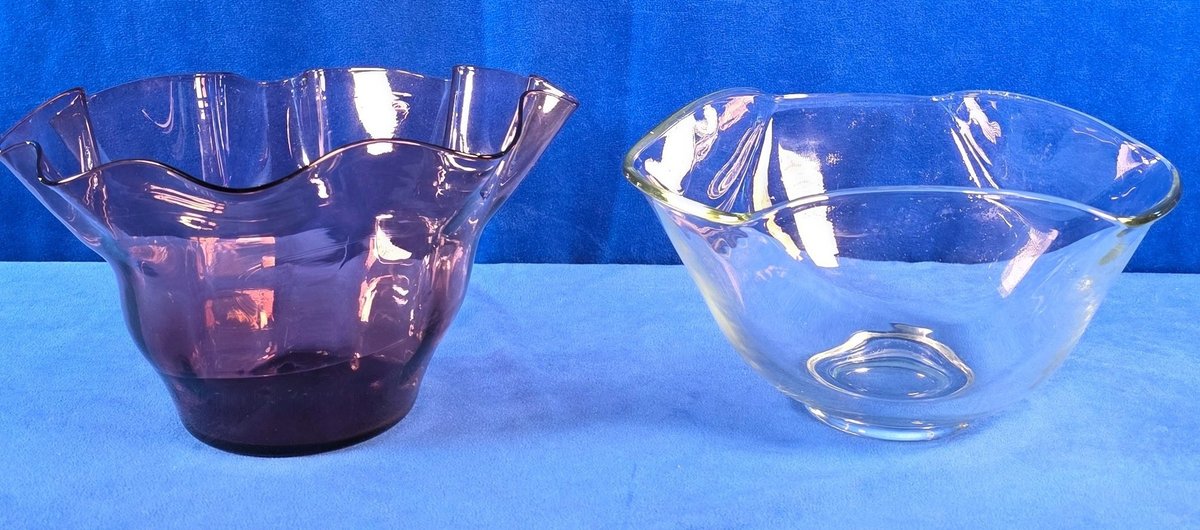 (2) Ruffled Edge Glass Serving Bowls