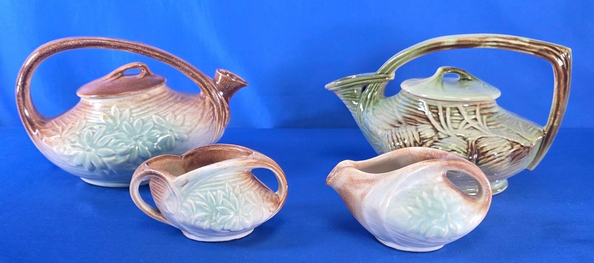 (2) McCoy Art Pottery Teapots and Cream and Sugar