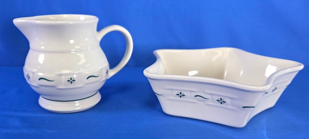 Longaberger Pottery Pitcher & Square Bowl