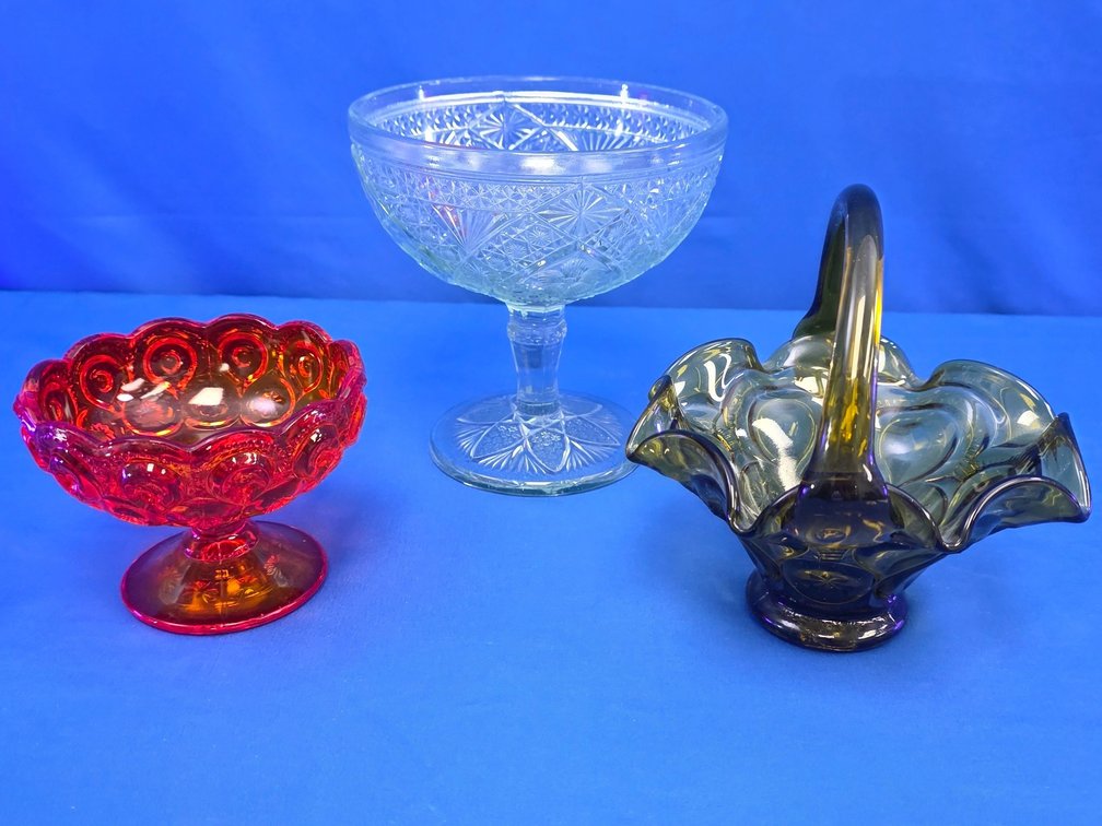 Collectible Pressed Glass Bowls and Basket