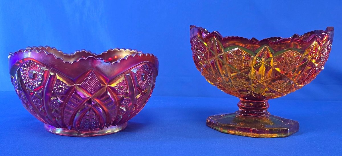 (2) Iridescent Carnival Glass Bowls