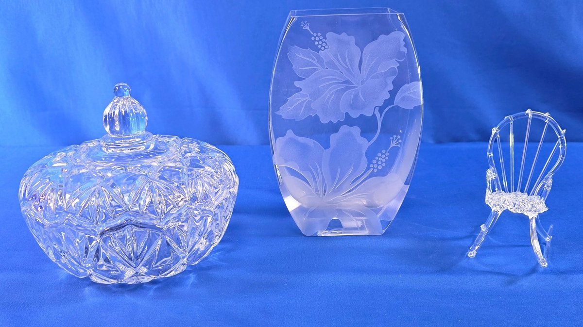 Mikasa Crystal Bowl,  Handblown Vase & Glass Rocking Chair