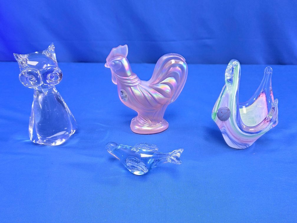 (4) Fenton & Murano Art Glass Animal Figurines